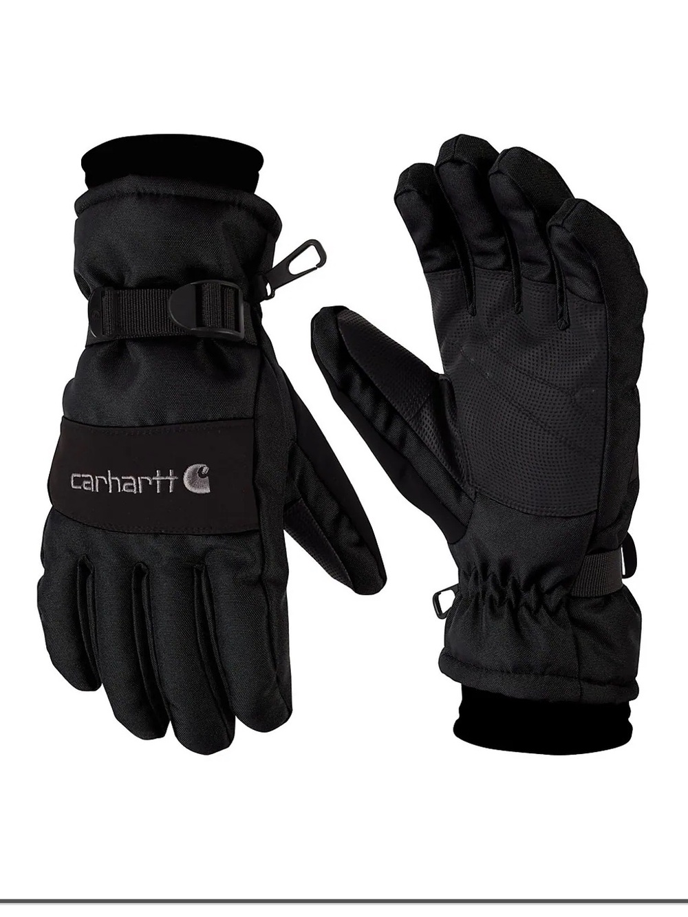 Carhartt Men's Large Waterproof Insulated Black Knit Cuff Gloves